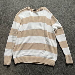 Brandy Melville Tan and White Striped Sweater